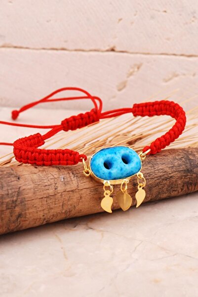 Sümer Telkari Süryani Nazar Boncuğu Altın Kaplama Gümüş Makrome Bileklik 4593