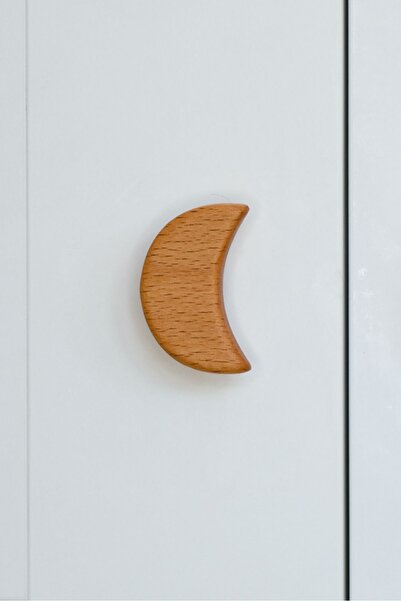 Üreet Ay Desenli (1 ADET) Bebek Çocuk Odası Ahşap Mobilya Dolap Çekmece Kulpu