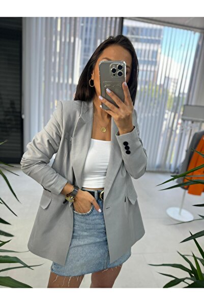 caddstore Light Gray Linen Blazer - Foo New Jacket