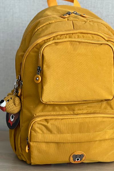 MORCA Fcstore Crinkle Fabric Waterproof Unisex Mustard Crinkle Travel Backpack/laptop School Bag