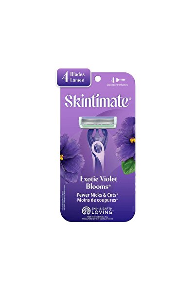 Skintimate 4-dijelni set ženskih brijača sa egzotičnim ljubičastim cvetovima