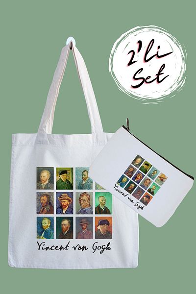 designedfy Printed Cloth Bag and Pen Holder Set for Vincent Van Gogh