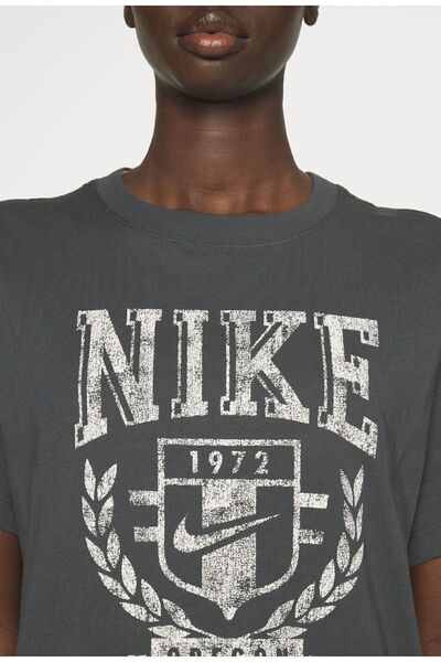 Nike Sportswear Fleece Boyfriend Short-Sleeve Oversize Gri Kadın T-shirt