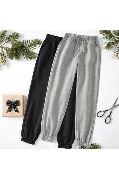 Fifty Color Ψηλόμεσο ελαστικό Winter Jogger Sweatpants Σετ 2 τεμαχίων