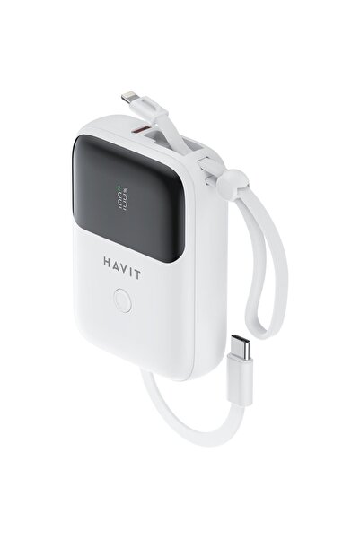 Havit PB5215 PD22.5W Type-C ve Lightning (Iphone) Kablo 10.000 mAh Powerbank - Led Göstegeli
