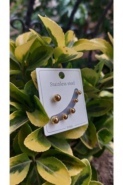 staınless steel Steel Anti-Tarnish Ball Earrings Pack of 6