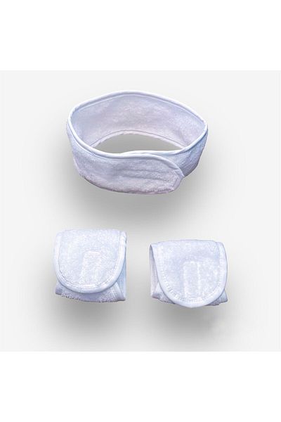 Mokita Home Set of 3 Water Absorbent Towels and Sports Headbands - 2 Pieces Wrist Face Washing Armband and 1 Piece Hairband