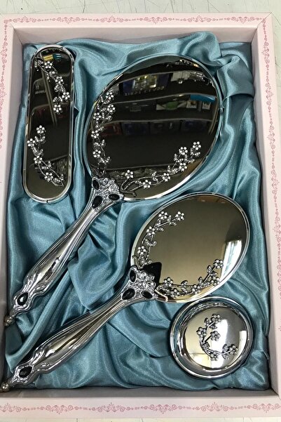 Çeyizci Çeyizlik Papatya Ayna Tarak Seti Gri Kapak - 2