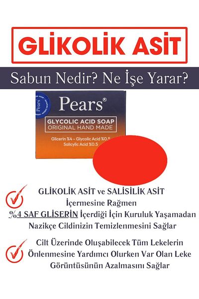 Pears Glycerin Glycolic Acid Soap 120 gr - Glycolic Acid Soap With Glycerin 120 gr