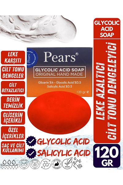 Pears Original Pure and Soft Soap 100gr + Glycerin GLYCOLIC Acid Soap 120gr