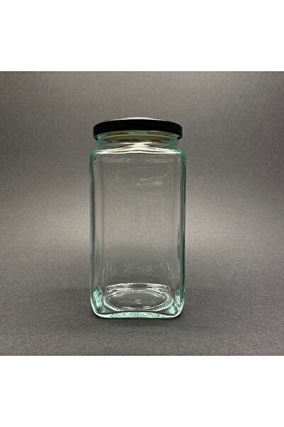 Pause Art Home 500 CC CAM KARE KAVANOZ - SİYAH KAPAKLI - 500 ML KÖŞELİ KAVANOZ 6 ADET