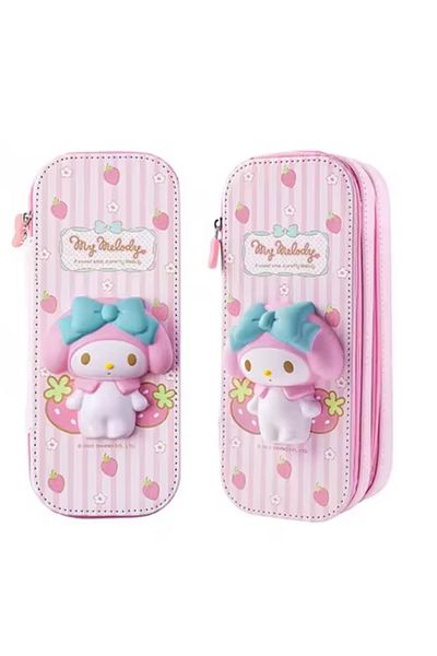 Petityu Sanrio Kawaii My Melody 3D - Large Capacity, Double Layer Cute Toy Pencil Case