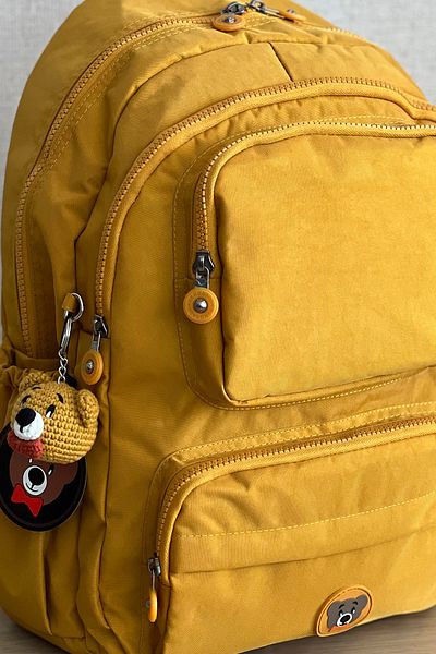 FCSTORE Unisex Σχολική Τσάντα - Αδιάβροχο ύφασμα κλίνκερ, Dark Bear Yellow, 40x30x15cm Τσάντα Laptop Travel