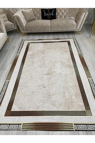 ALLGELSİN غطاء سجادة مخطط قابل للغسل مقاس كبير 9 م2 - مقاس 250 × 350 سم