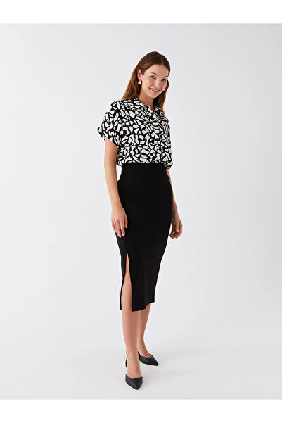 LC Waikiki LCWAIKIKI Classic Yeni Siyah Kadın Beli Lastikli Düz Kalem Etek