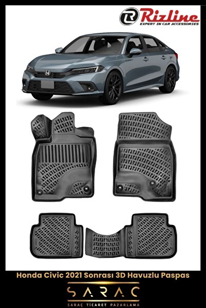 Rizline Honda Civic Sedan/hb 2023 Model 3d Havuzlu Paspas