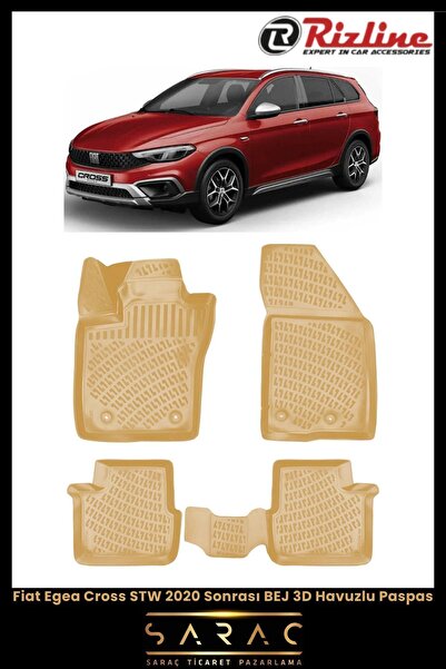 Rizline Fiat Egea Cross Stw 2024 Model Bej 3d Uyumlu Havuzlu Paspas