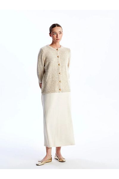 LC Waikiki Lcwaikiki Classic Ecru Women's Elastic Waist Straight Skirt