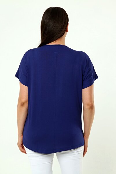 tarzımsüper Βαμβακερό βραδινό φόρεμα πολυτελείας σε μεγάλο μέγεθος - Κομψή λεπτομέρεια γιακά, κοντομάνικο κολάν μπλουζάκι