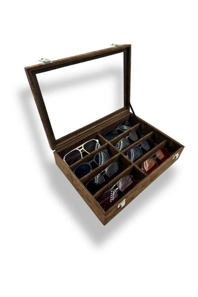 Lux Bella 8-piece Premium GlaSSeS Box - Alcantara Suede Brown