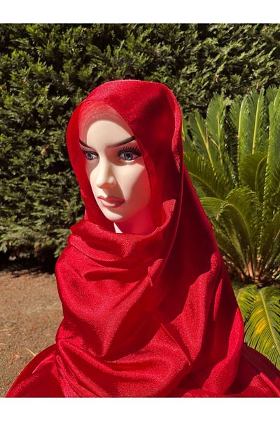 ahhu Janjan Patterned Shiny Satin Hijab Evening Dress Shawl