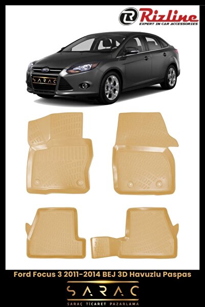 Rizline Ford Focus 3 2011-2014 Bej 3d Havuzlu Paspas