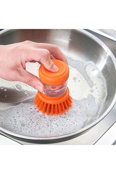 IKEA Videveckmal Dish Brush with Detergent Tank, Orange