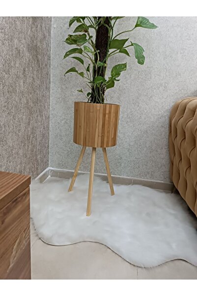 BLACK PEARL Bambu Ahşap Ayaklı Sepet/saksılık Naturel 35 Cm Ayak Boyu (20CM VEYA 39CM AYAK TALEP EDEBİLİRSİNİZ)