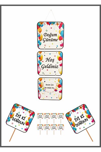 Doğumgünü Marketim Doğumgünüme Hoşgeldiniz Kapı-Duvar Süsü Pankart ve Sunum K...