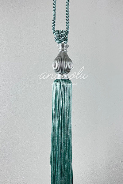 GLOMAR Cortina de fundal verde apă - Cornișă de lux de tavan Kuka argintie Braçol o bucată