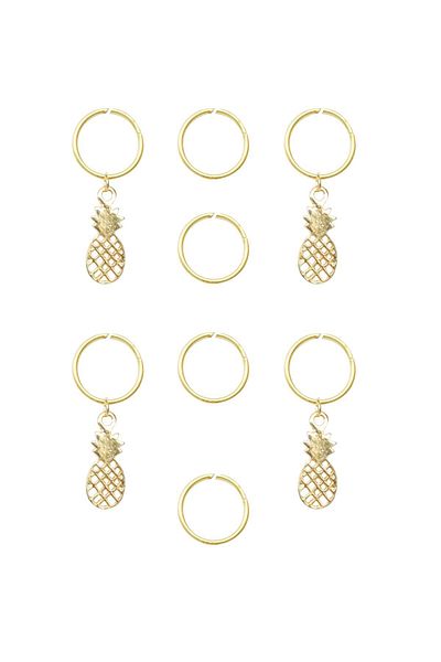 New Obsessions Gold Color Pineapple Pineapple Hair Earrings - 8 Pieces