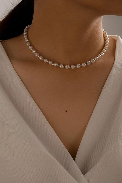 New Obsessions Modern Glass Pearl Necklace