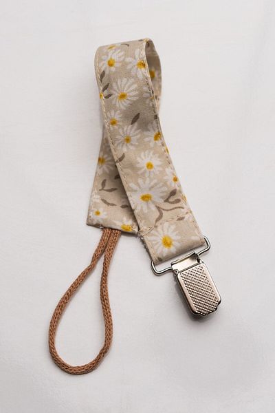 MyVera Mink - Daisy Mink Pacifier Strap Set - Pacifier Chain Set of 2 - 100% Cotton Fabric