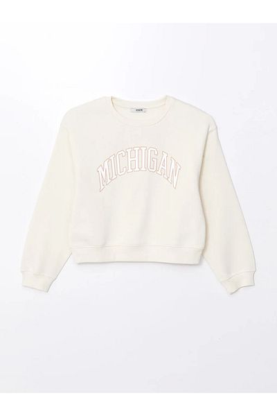 LC Waikiki XSIDE Bej Crew Neck Imprimat Hanorac pentru damă