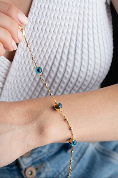 Silvano Jewelry 925 Ayar Gümüş Göz Nazarlı Dorika Bileklik