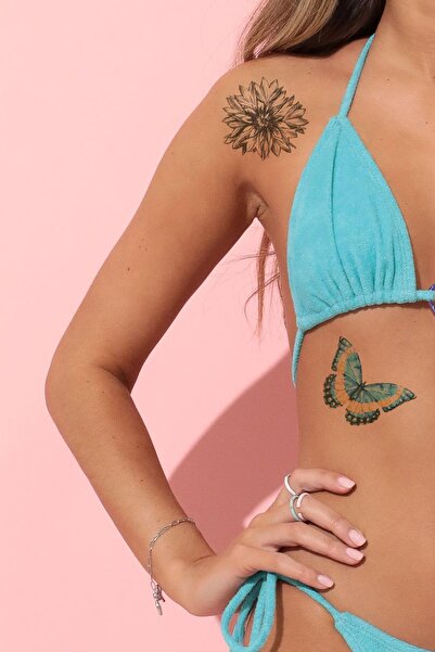 New Obsessions Doğadan Kelebek Ve Çiçekler Geçici Dövme