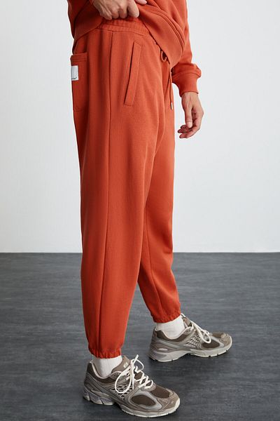 GRIMELANGE CALLUM Herren-Jogginghose mit 3 Fäden, innen erhaben, warm halten, elastische Taille, Ziegelfarbe
