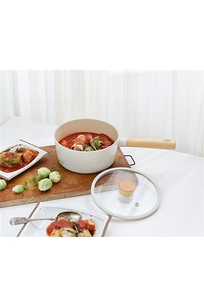 NEOFLAM Fika Beige 18 Cm Cast Iron Sauce Pot