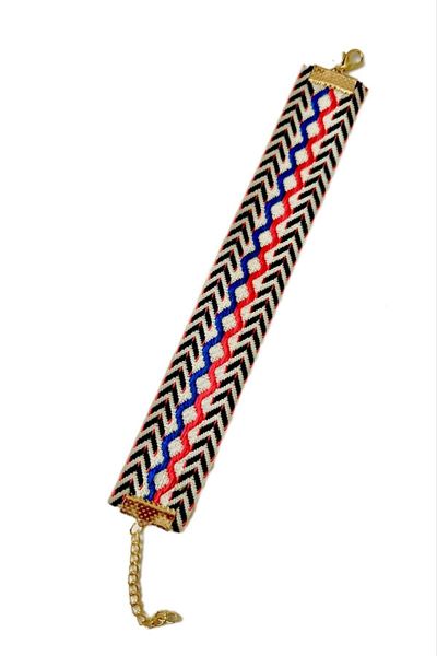 New Obsessions Woven Fabric Tribal Bracelet