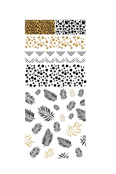 New Obsessions Leoparlı Yapraklı Tırnak Dövmesi - Tırnak Tattoo - Nail Art - Tırnak Sticker