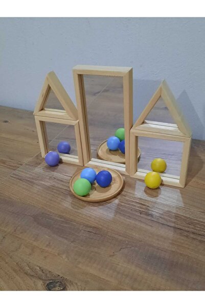 ROOT WODEN TOYS Waldorf Ahşap Oyuncak Çift Taraflı Aynalı Rainbow Blokları