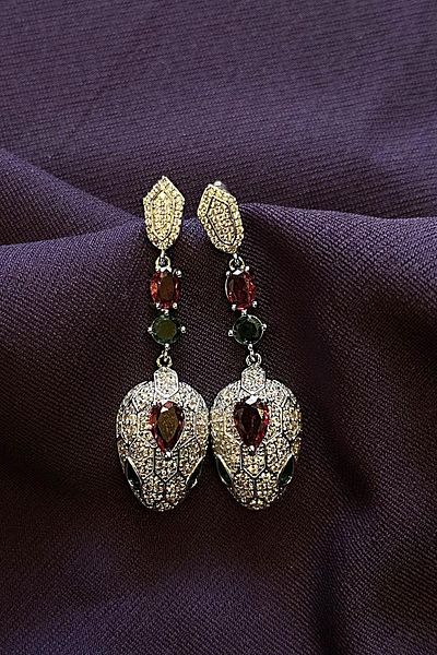 New Obsessions Silver Serpent Earrings with Inset Zirconia