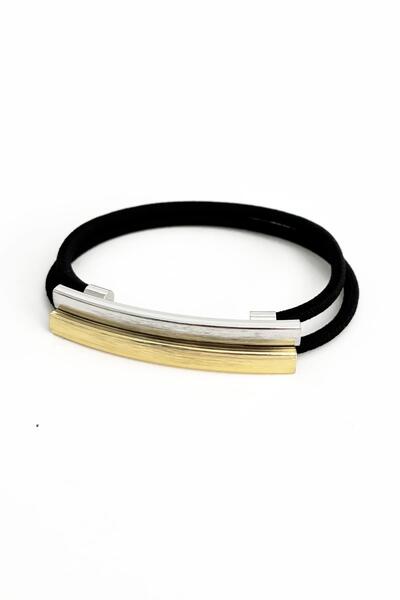 New Obsessions Fool's Geometry Bar Metal Stick Elastic Hair Clip Set of 2