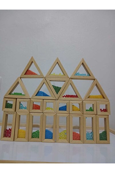 ROOT WOODEN TOYS Ahşap Waldorf 24'lü Kumlu Boncuklu Rainbow Blokları