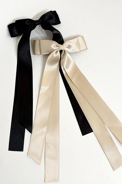 New Obsessions Double Satin Bow Ribbon Buckle Mink-Black 2 Pack