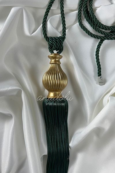 GLOMAR Χρυσό Kuka Emerald Green Κουρτίνα Φόντο Δέσιμο - Οροφής Luxury Cornice Braçol, One Piece