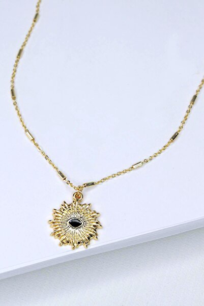 New Obsessions Altın Kaplama Firana Madalyon Uçlu Kadın Zincir Kolye