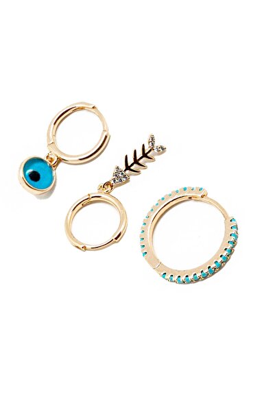 New Obsessions Altın Renkli Balık ve Nazar Boncuk Detaylı Zirkon Taşlı Zarif ...