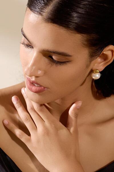 New Obsessions İnci Tanesi Çift Top Çivi küpe