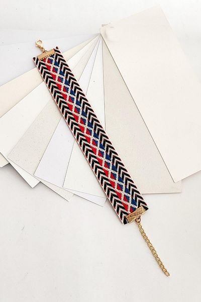 New Obsessions Woven Fabric Tribal Bracelet